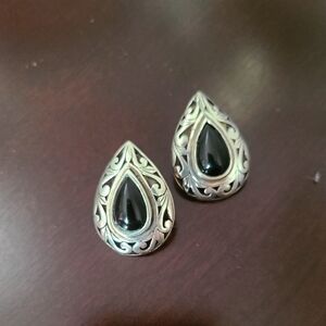 .925 signed sterling silver tear drop earrings